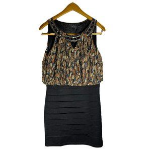 E-Star Casual Two Tone Color Block, Sleeveless, Bodycon Dress